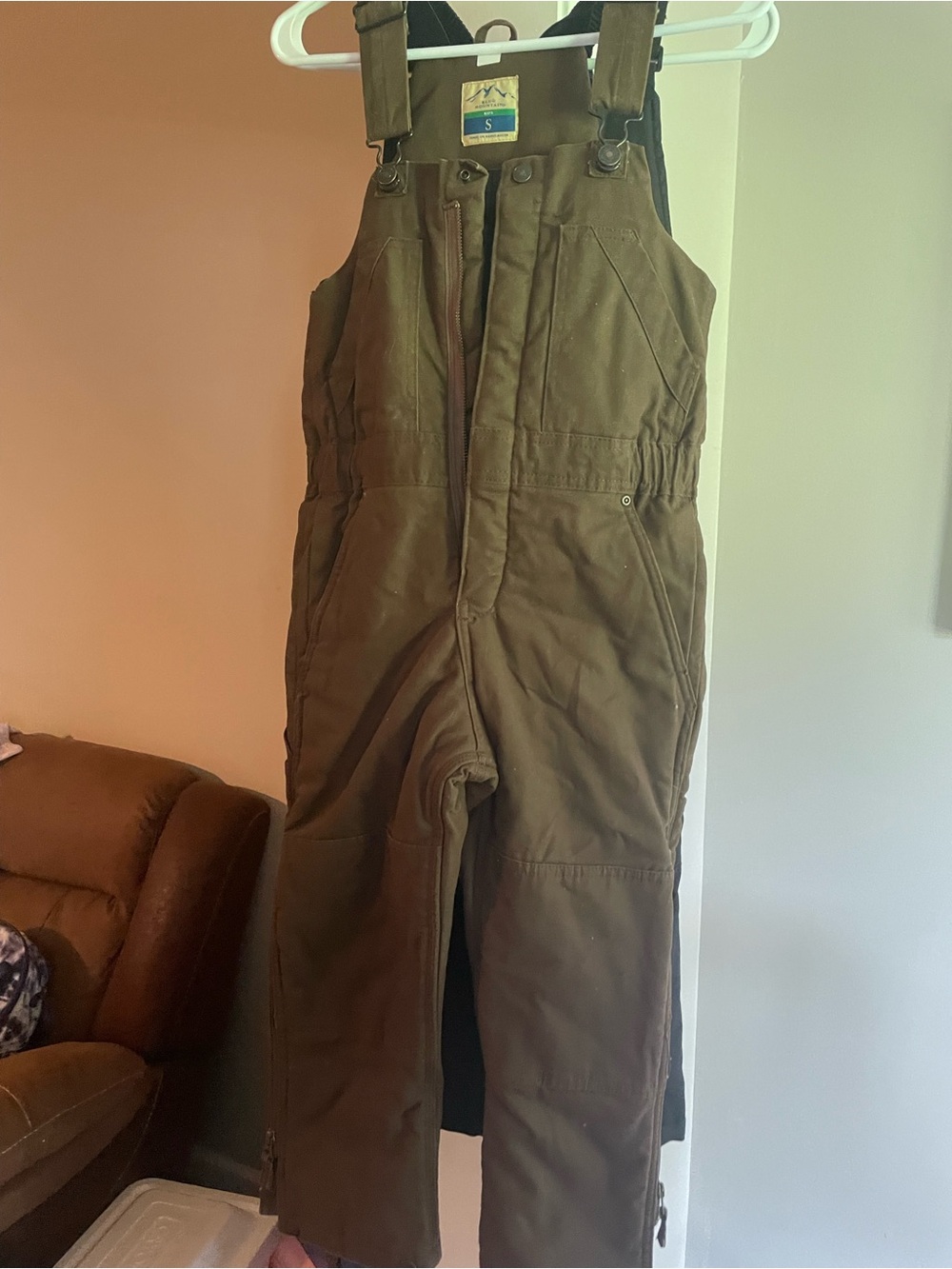 Kids Brown Insulated Bib Overalls  Snowsuit